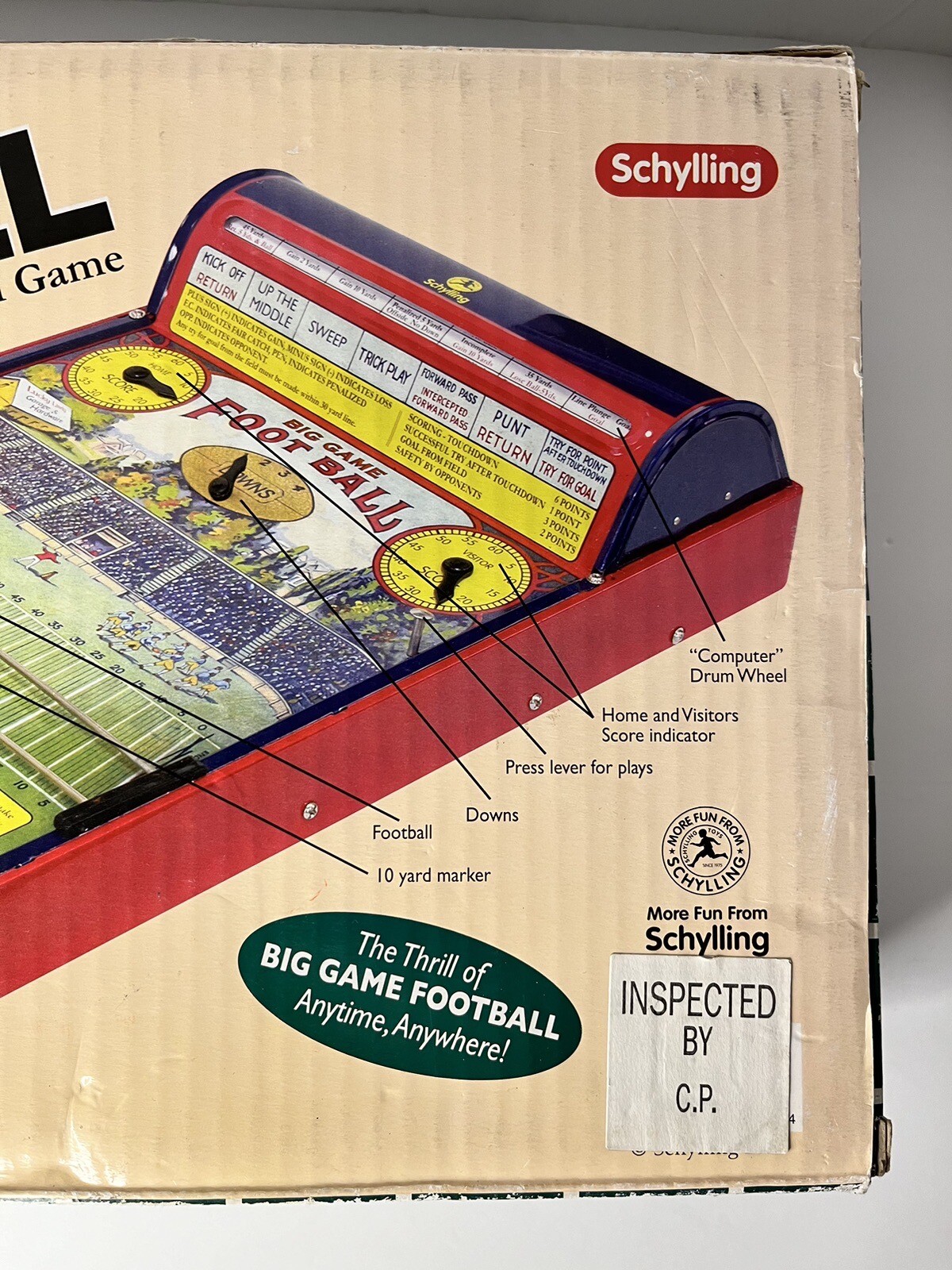 Vintage Schylling Big Game Football Classic Tin Football Game NOS