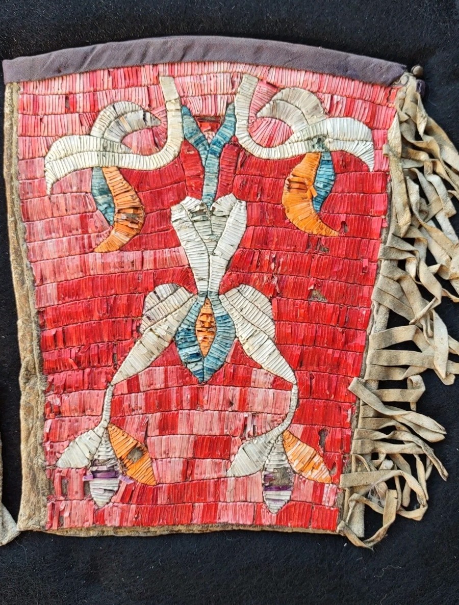 Sioux Quilled Gauntlets Antique Native American Porcupine Quilled Gloves 1880