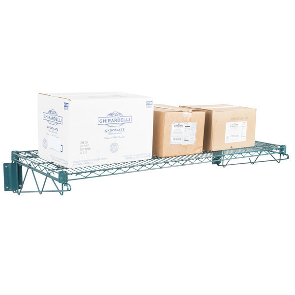 18" x 48" Wall Mount Green Epoxy Wire Shelf Rack Commercial Restaurant Pot NSF