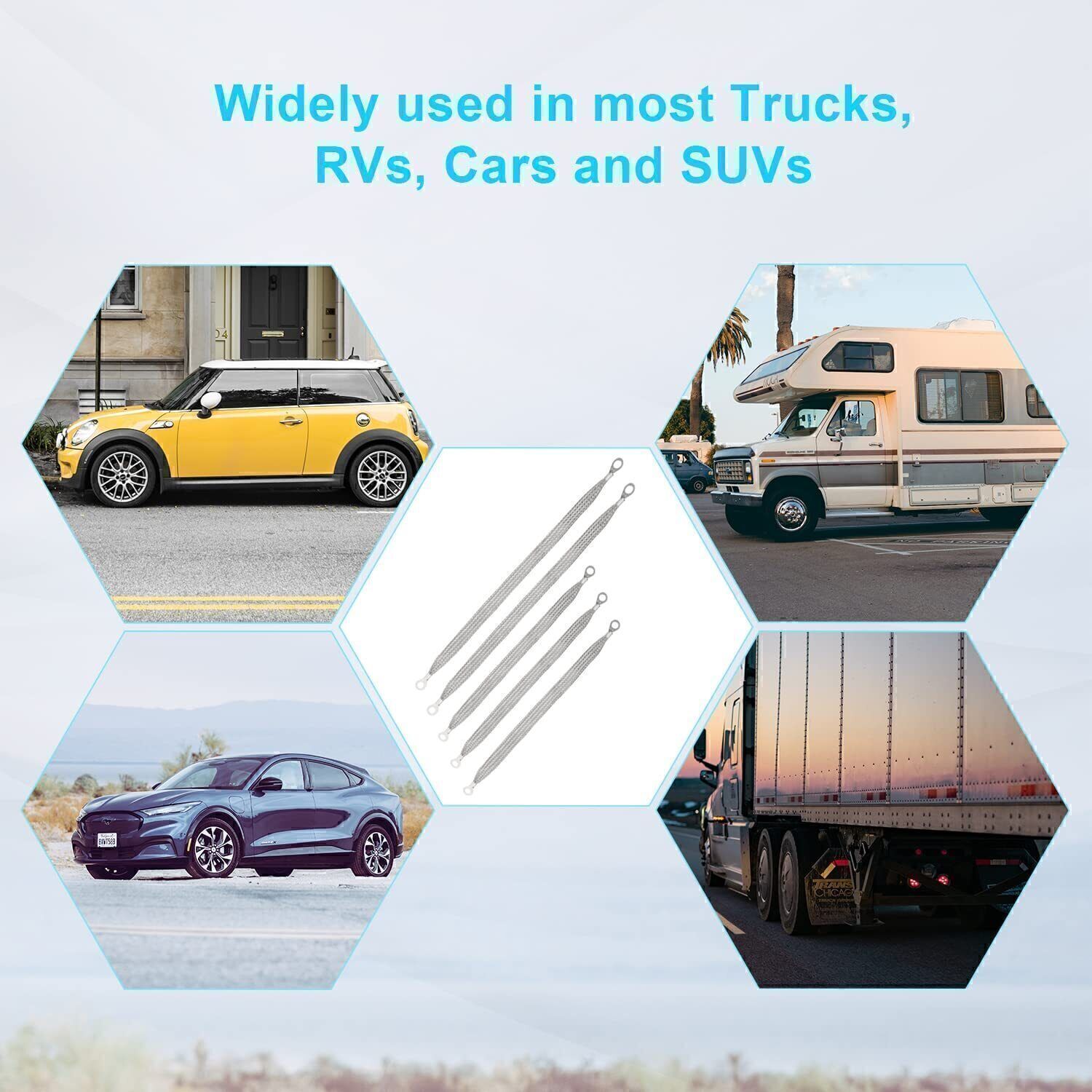 5)Universal Automotive Ground Strap Tinned Copper Car Engine Ground Strap Cable