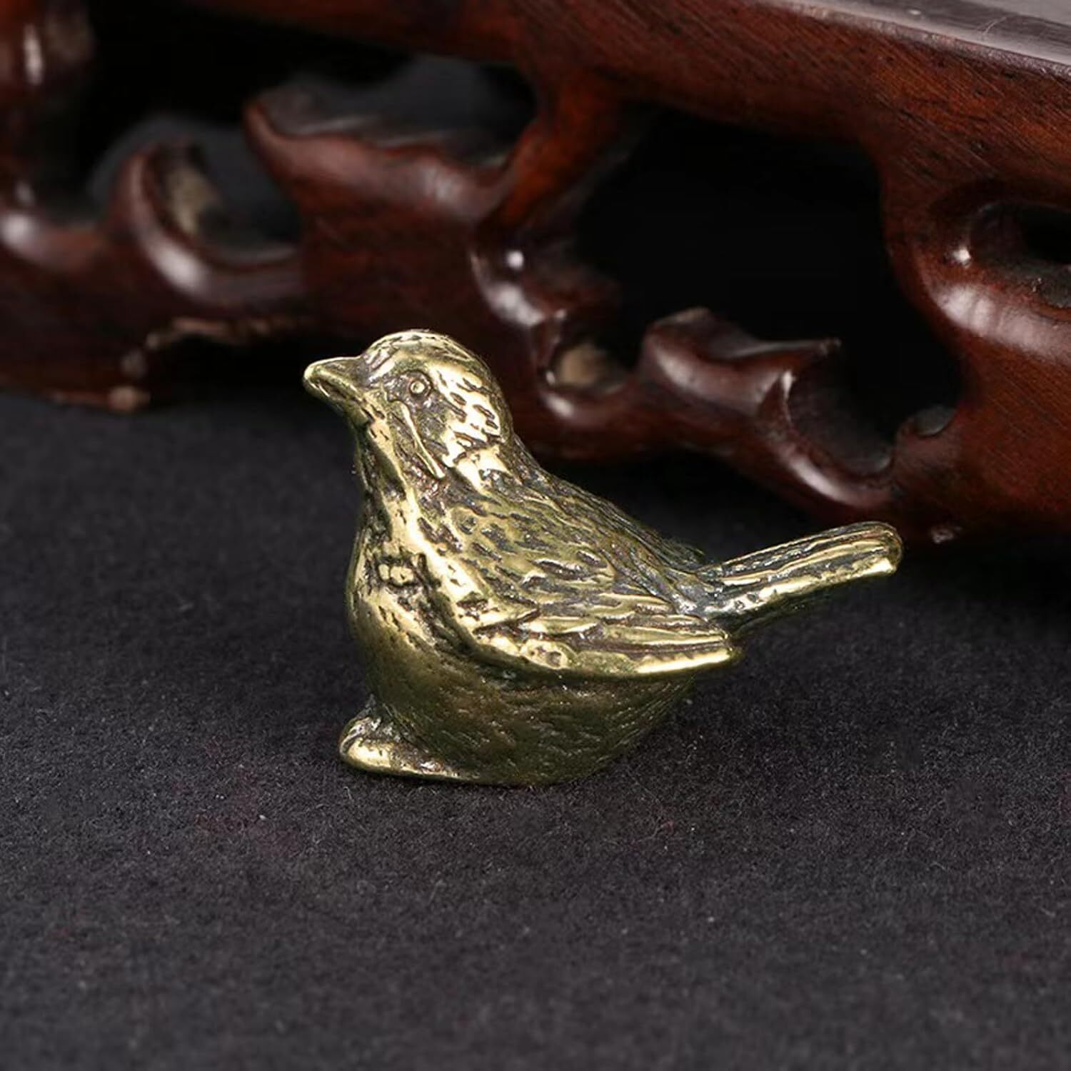 2pcs Small Vintage Brass Bird Figurine Tabletop Brass Bird Animal Statue Decor