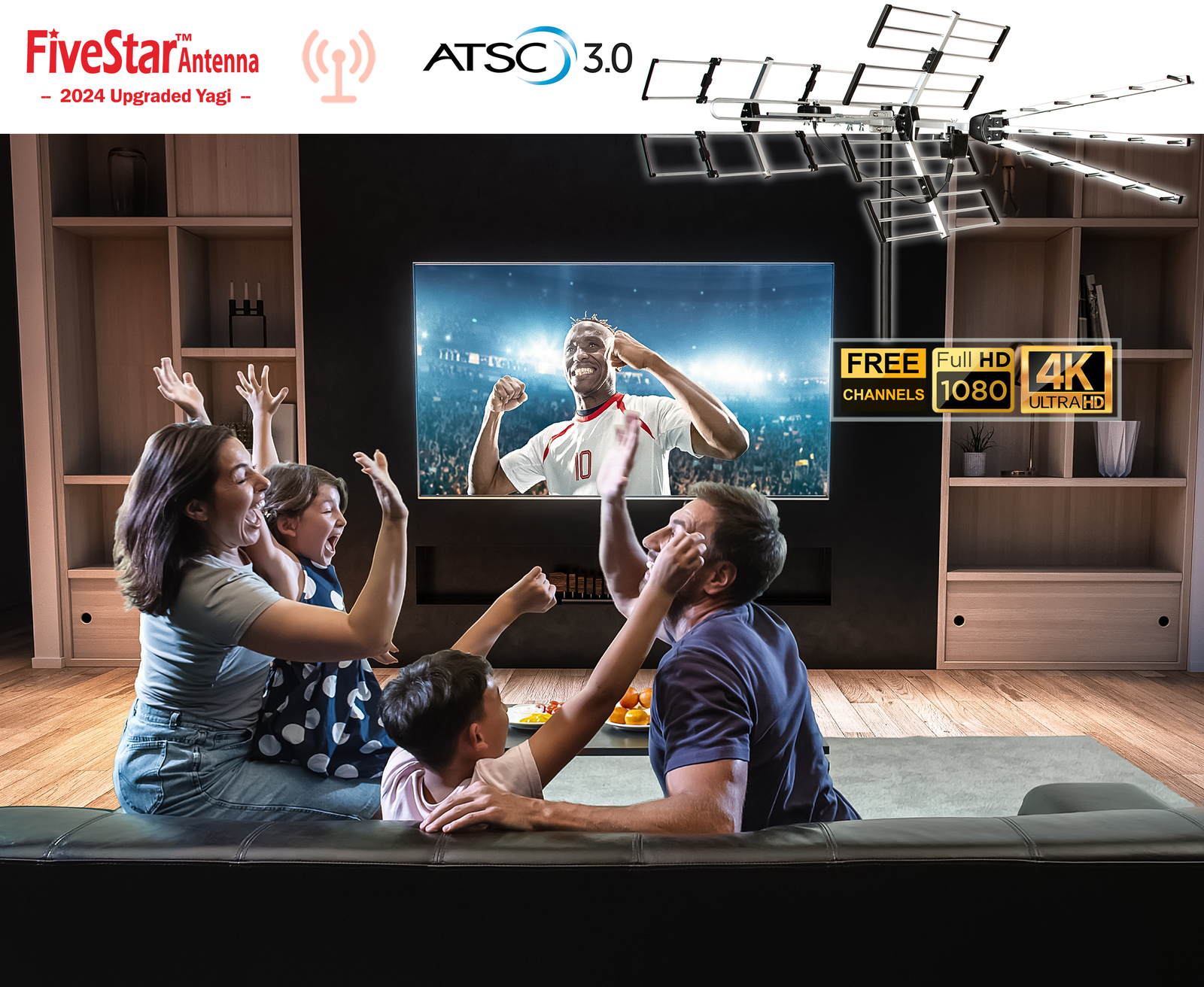 Yagi Outdoor Antenna 24 Elements 2024 Long Range 4K ATSC 3 UHF VHF Best Signal