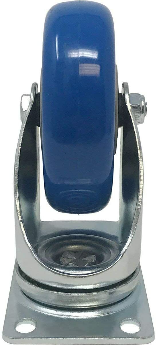 8 Pack 2 Inch Caster Wheels Swivel Plate On Blue Polyurethane Wheels PU