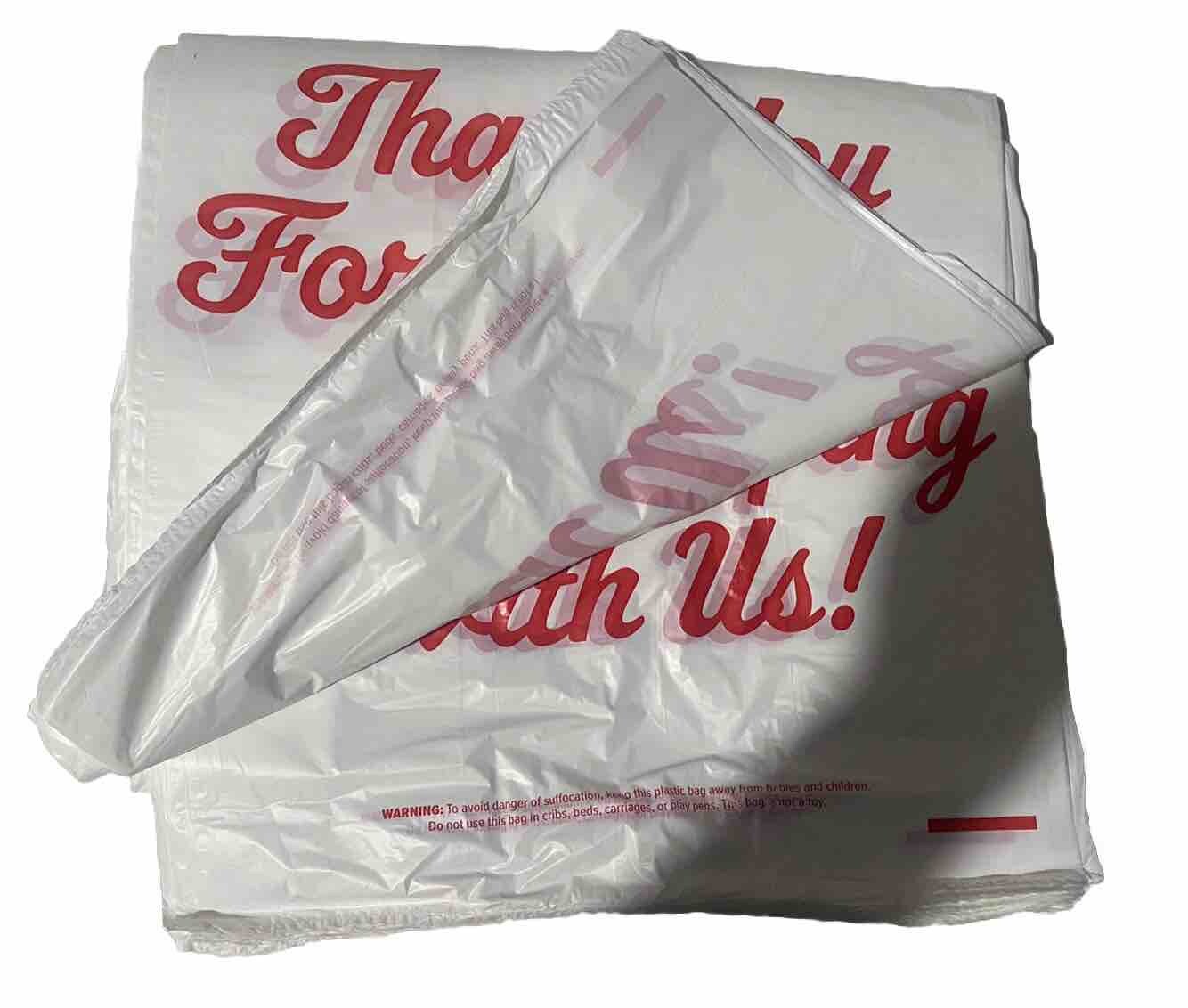 Bags 1/5 Large 23 x 13 x 8" Thank You" T-Shirt Plastic Grocery Shopping Bags