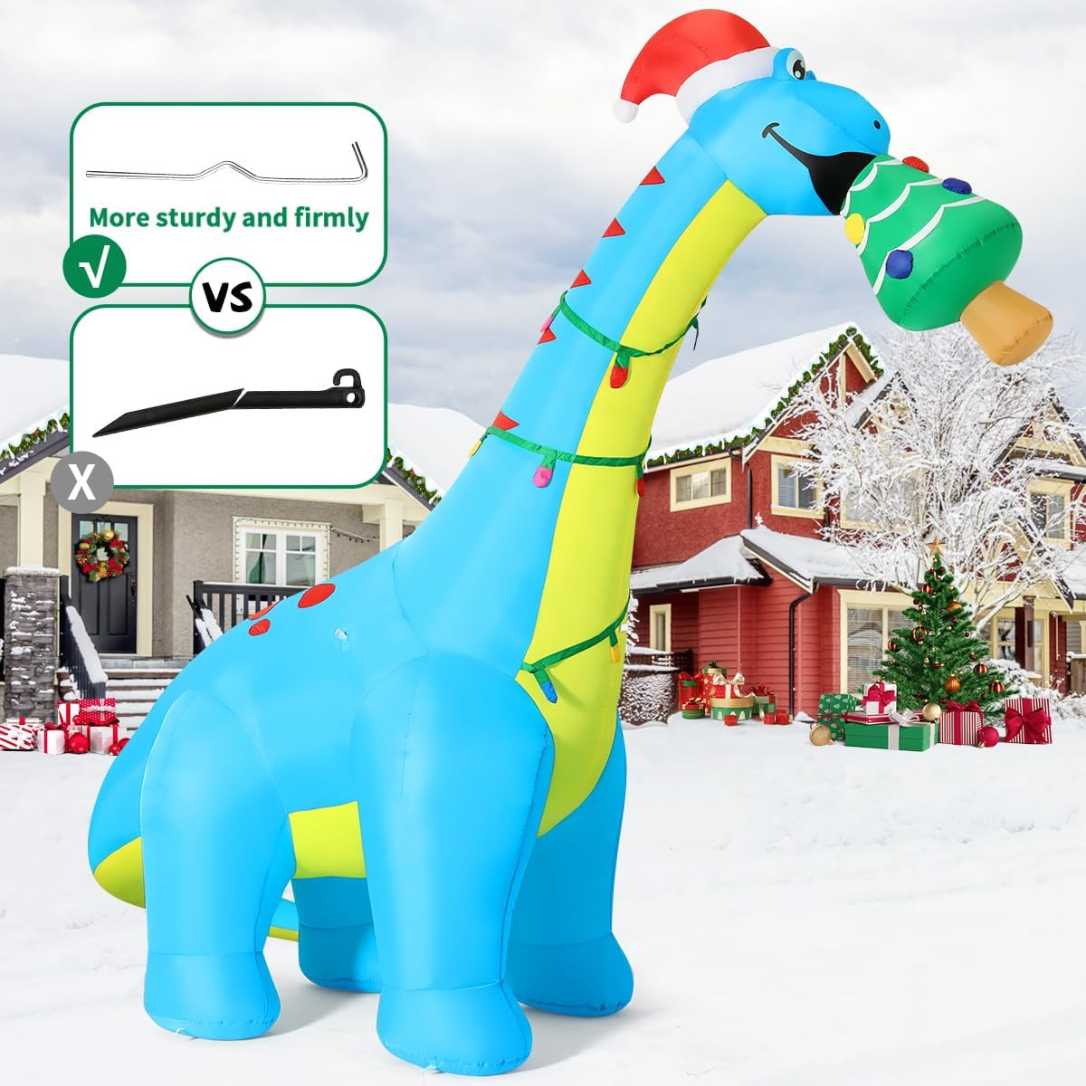 10Ft Christmas Inflatables Outdoor Decorations, Blow up Dinosaur Christmas Tree