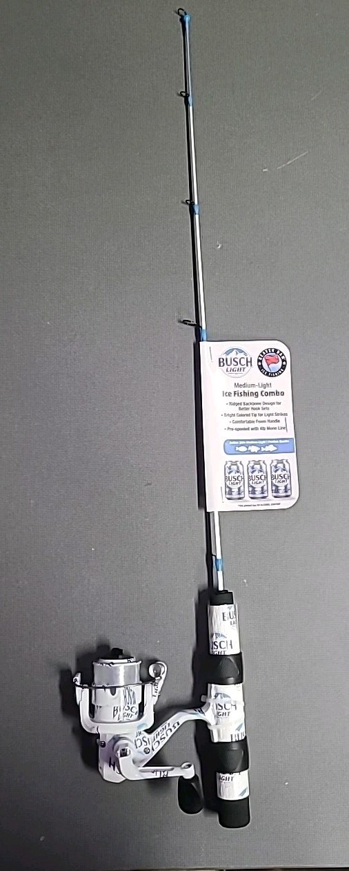 Beaver Dam Busch Light 32 Inch Medium Light Ice Fishing Combo FREE SHIPPING