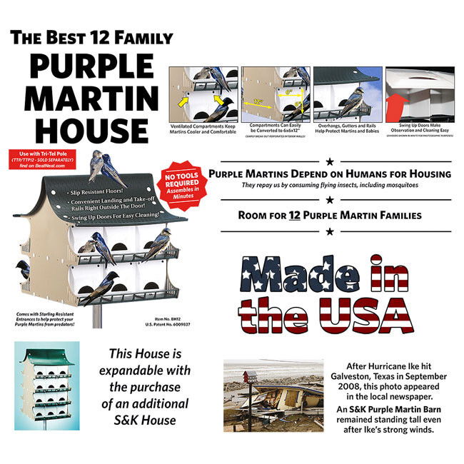 S&K Purple Martin Houses, Expandable Option, 48 Rooms, 4pk PBH-12