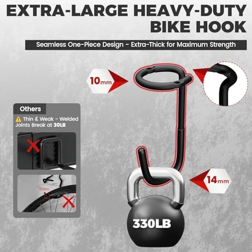 330LB Bike Rack Garage, 2 Pack Bike Wall Mount/Bike Ceiling X-Large Black