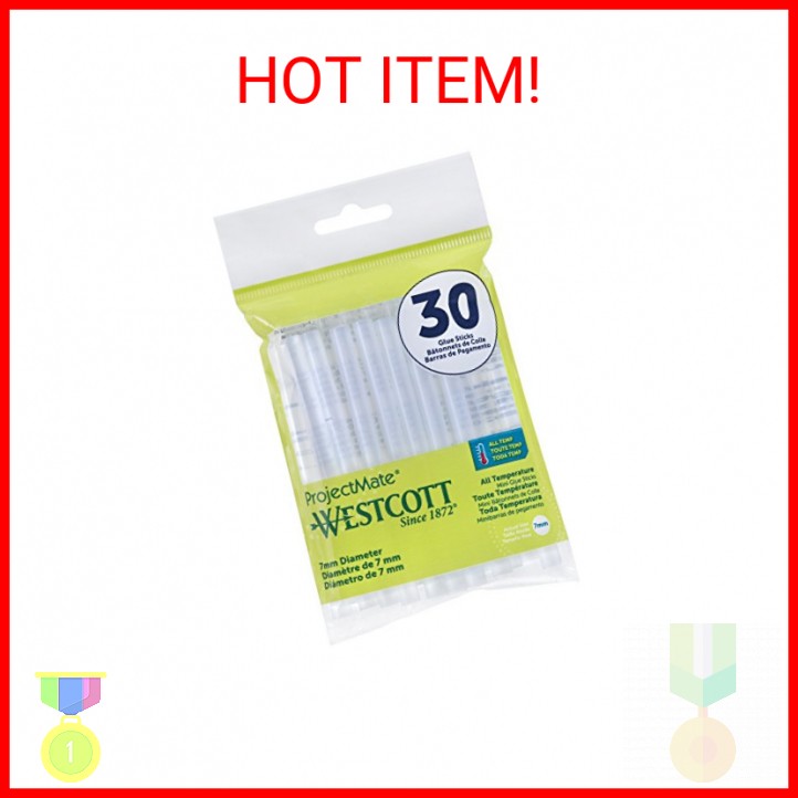 Westcott 16837 Premium All-Temperature Mini Glue Sticks for Hot Glue Gun, 30 Pac