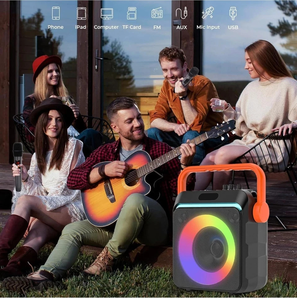 Karaoke Portable Machine Bluetooth Speaker 2 Wireless Microphone BRAND NEW FUN!!