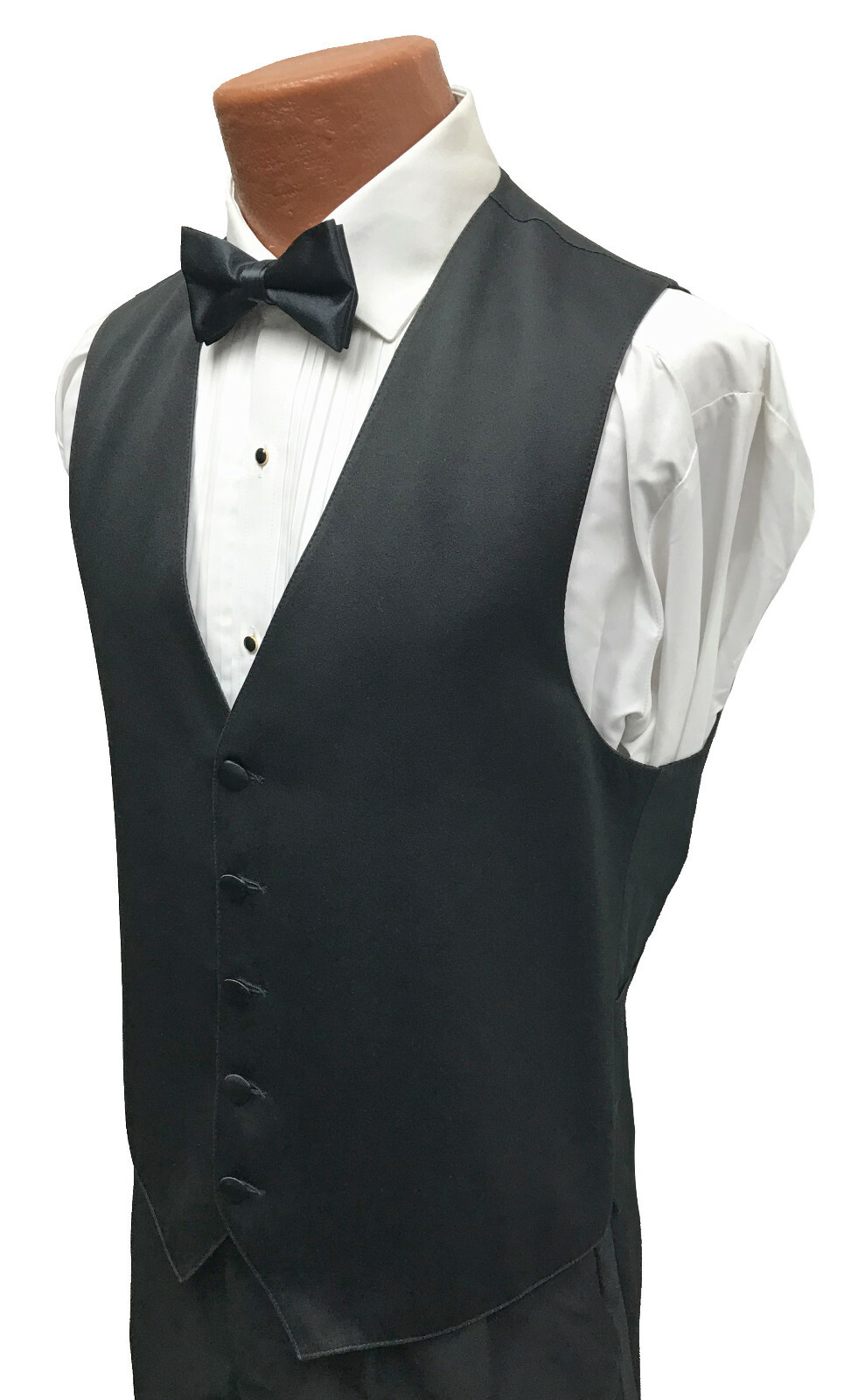 Men's Larr Brio Black Satin Tuxedo Vest and Bow Tie Mason Wedding Groom Large L