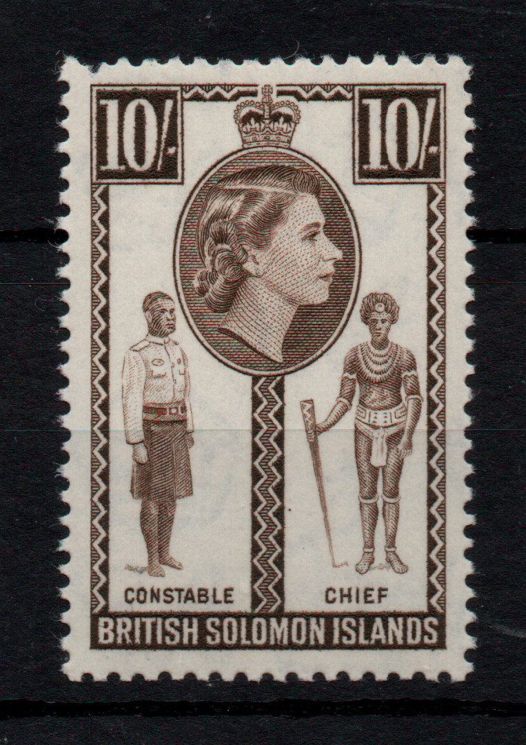 British Solomon Islands 1956 10/- Sepia mint MNH SG95 WS43468