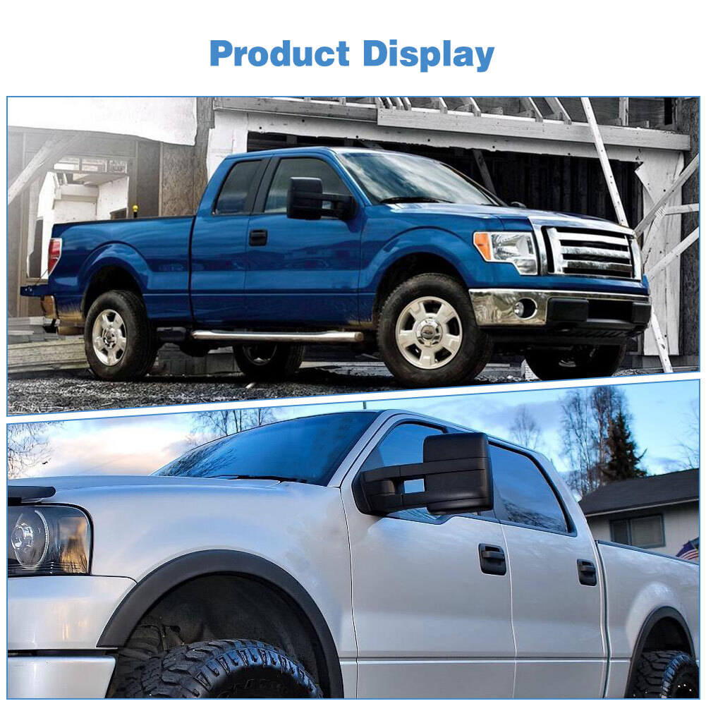 Left + Right Power Heated Puddle Light Tow Mirrors For 07-14 Ford F150 Pick up