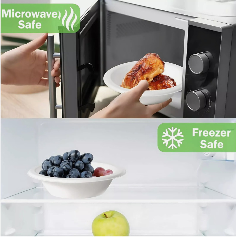 Disposable Compostable Paper Bowls Microwave Safe Bagasse Bowls 8 Oz, 200CT -FPN