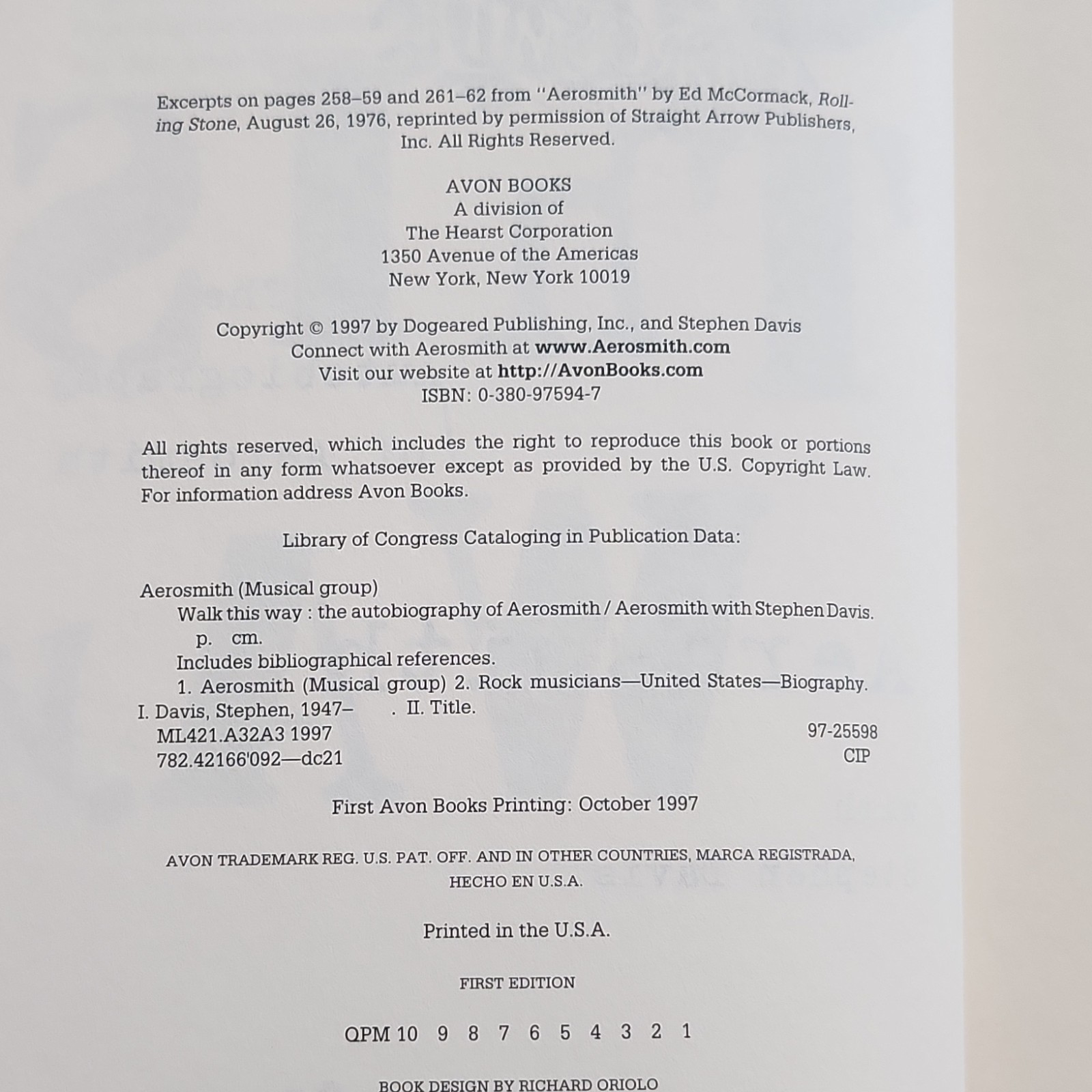 Aerosmith Signed Walk This Way First Edition MR Sports Collectibles Authenticat…