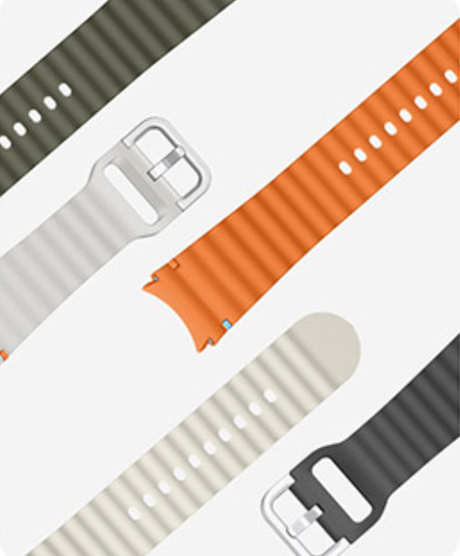 Genuine Samsung Galaxy Watch 7 Sport Band - Ribbed - Black/Silver/Orange/Green