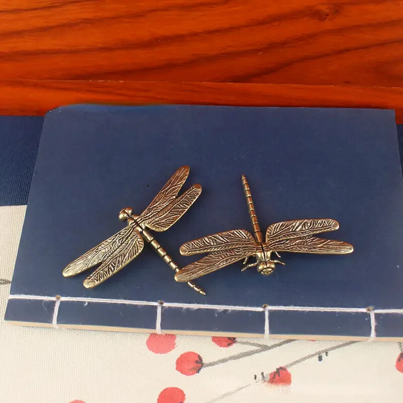Vintage Brass Dragonfly Figurine Antique Design Style Home & Office Desk Decor