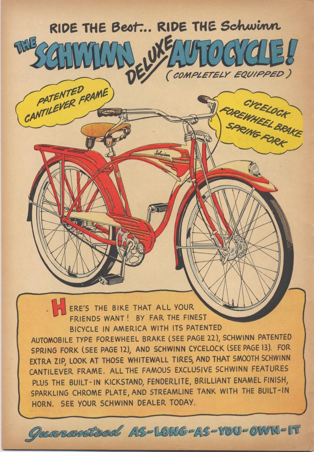Schwinn Bicycle Book (1949) 108.92mph Informative Comic Style 28pgs CD