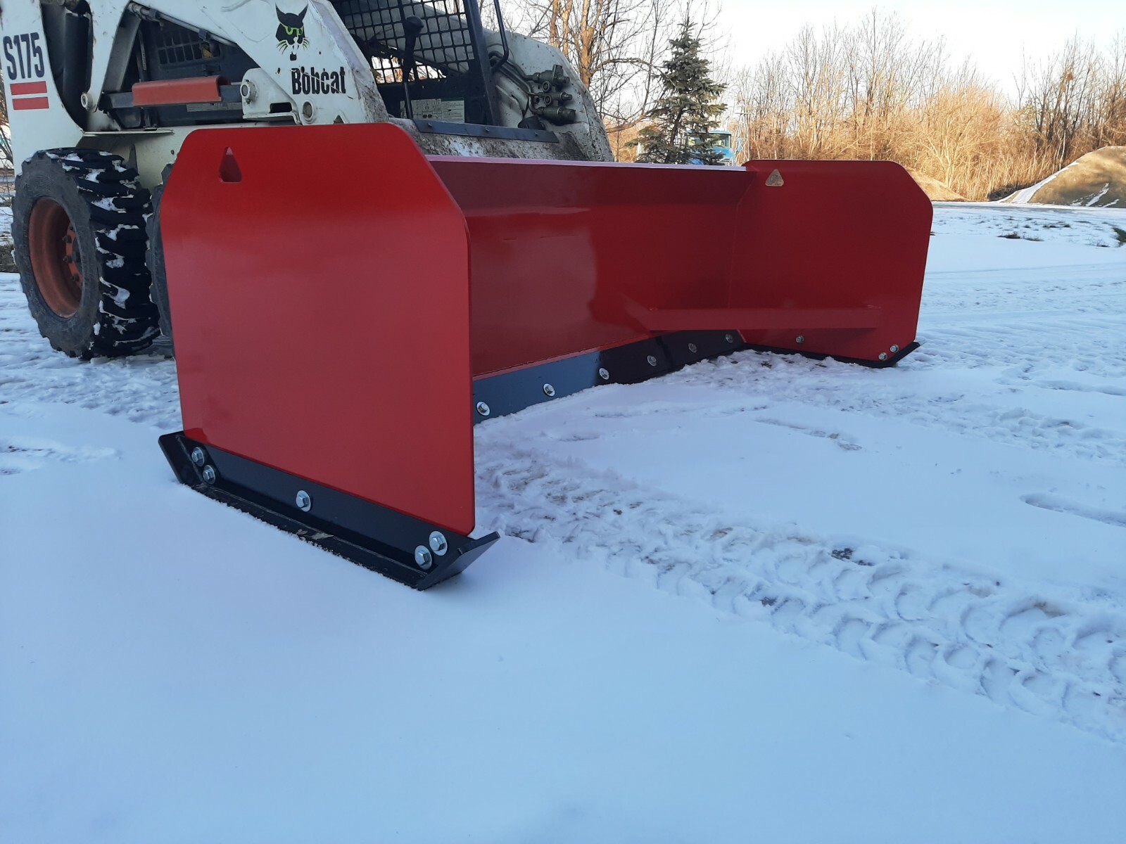 8' Bobcat 30" Snow Pusher Box Skid steer Commercial Plow Box CAT Case Protech