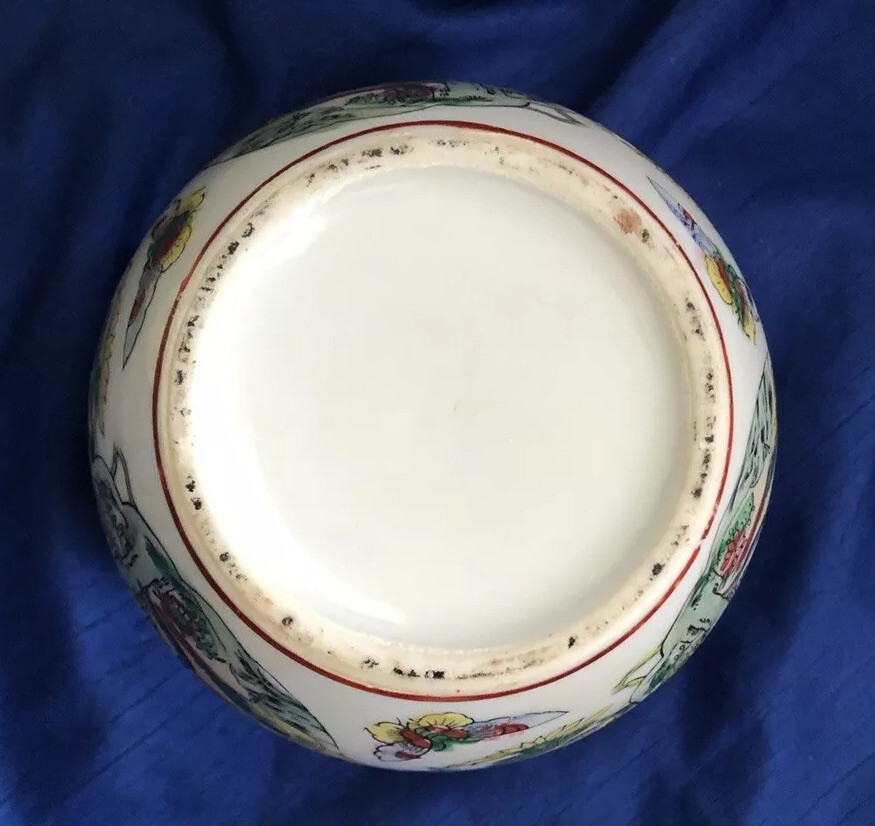 Ginger Jar Canton Famile Rose Butterflies Republic Period Vintage