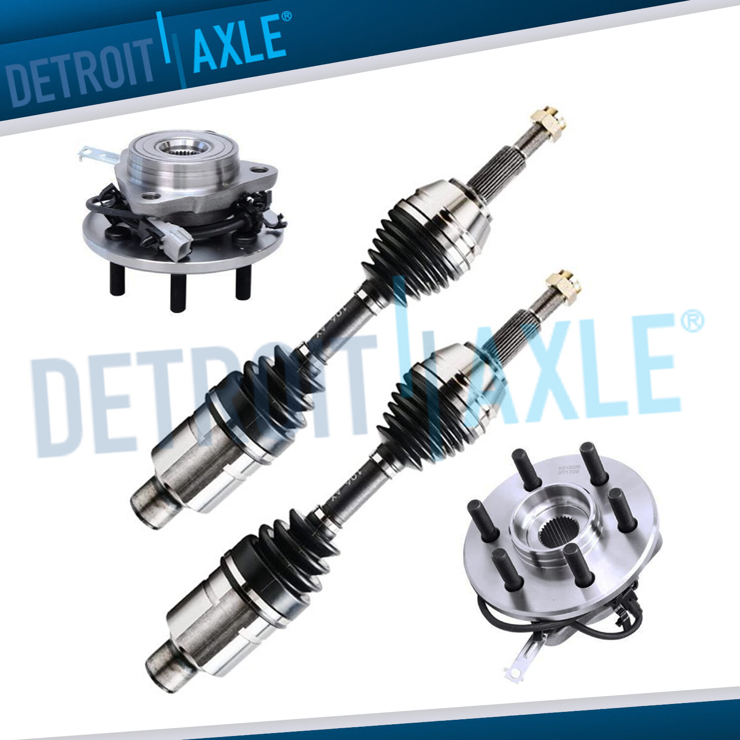 Front CV Axle Drive Shafts + Wheel Hubs Bearing Set for 4WD 01-03 Dakota Durango