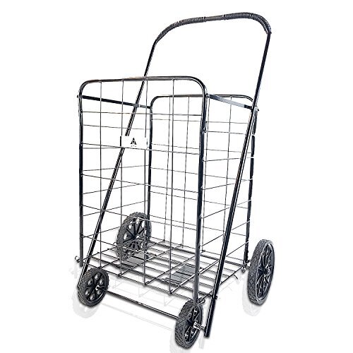 ATH Large Deluxe Rolling Utility / Shopping Cart - Stowable Folding Heavy Duty