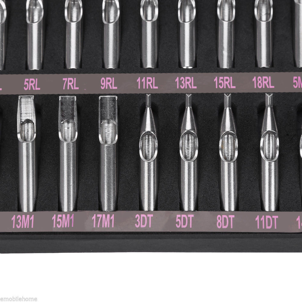 22Pcs/Box 304 Stainless Steel Needle Nozzle Tip For Tattoo Machine Tube Grip Kit