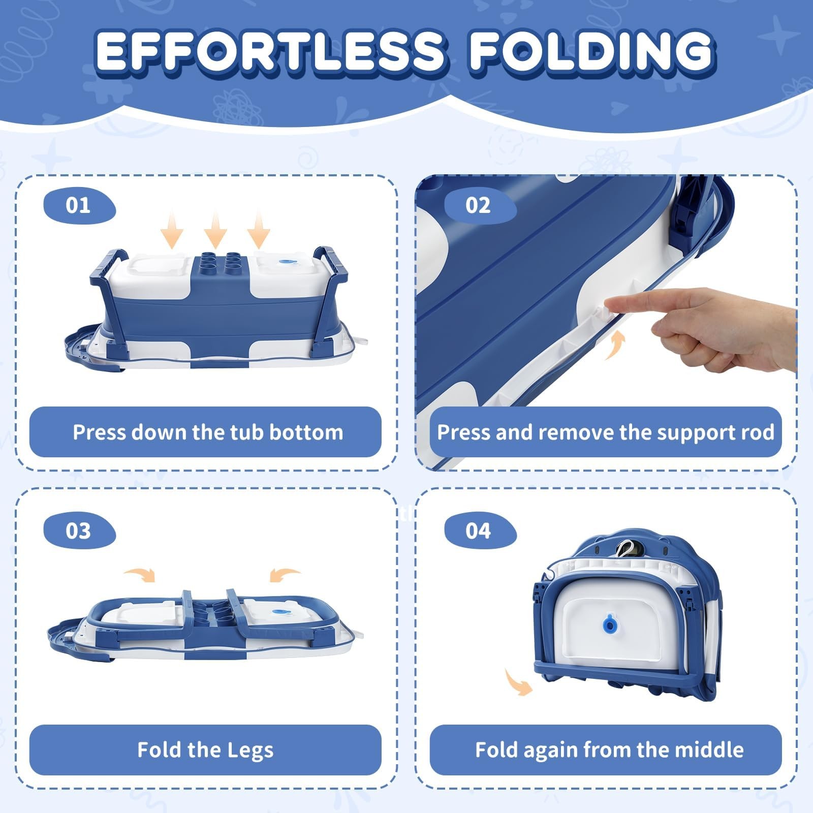 Baby Bathtub,Collapsible Baby Bath Tub with Thermometer & Soft Floating Cushi...