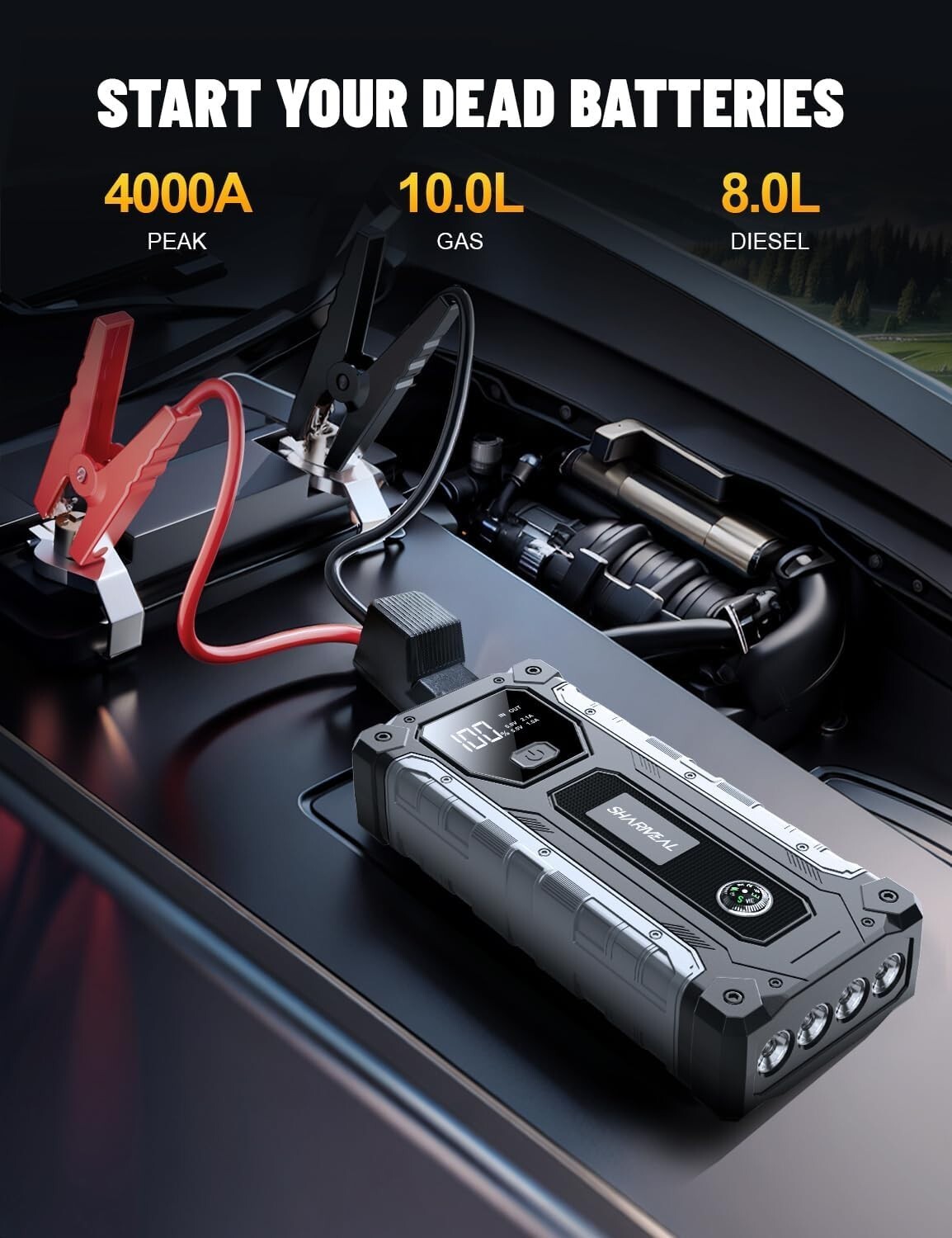 Car Jump Starter 3000A Jump Starter Battery Pack for Up to9.0L Gas7.0L Diesel
