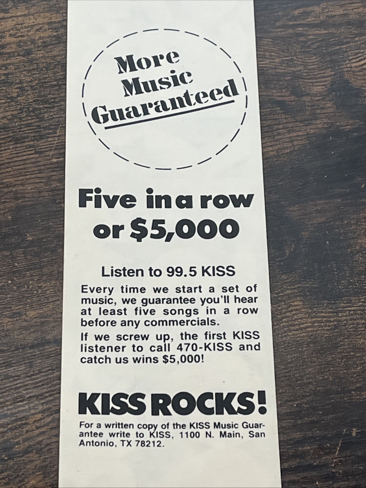 1980's Vintage 99.5 Kiss Rocks San Antonio Texas Logo Decal Sticker Bumper 11x3