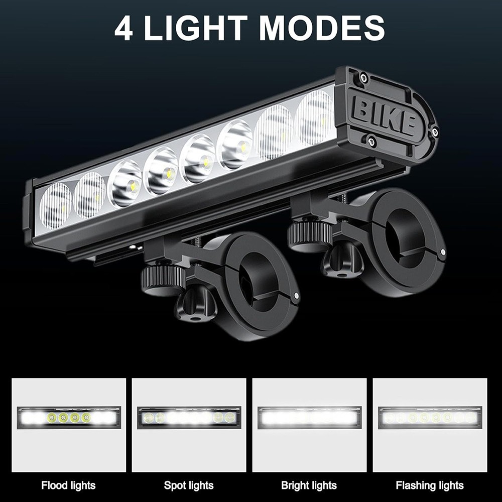 Powerful 4500LM LED Bike Light Bar 10000mAh Rechargeable Bicycle Front Headlight