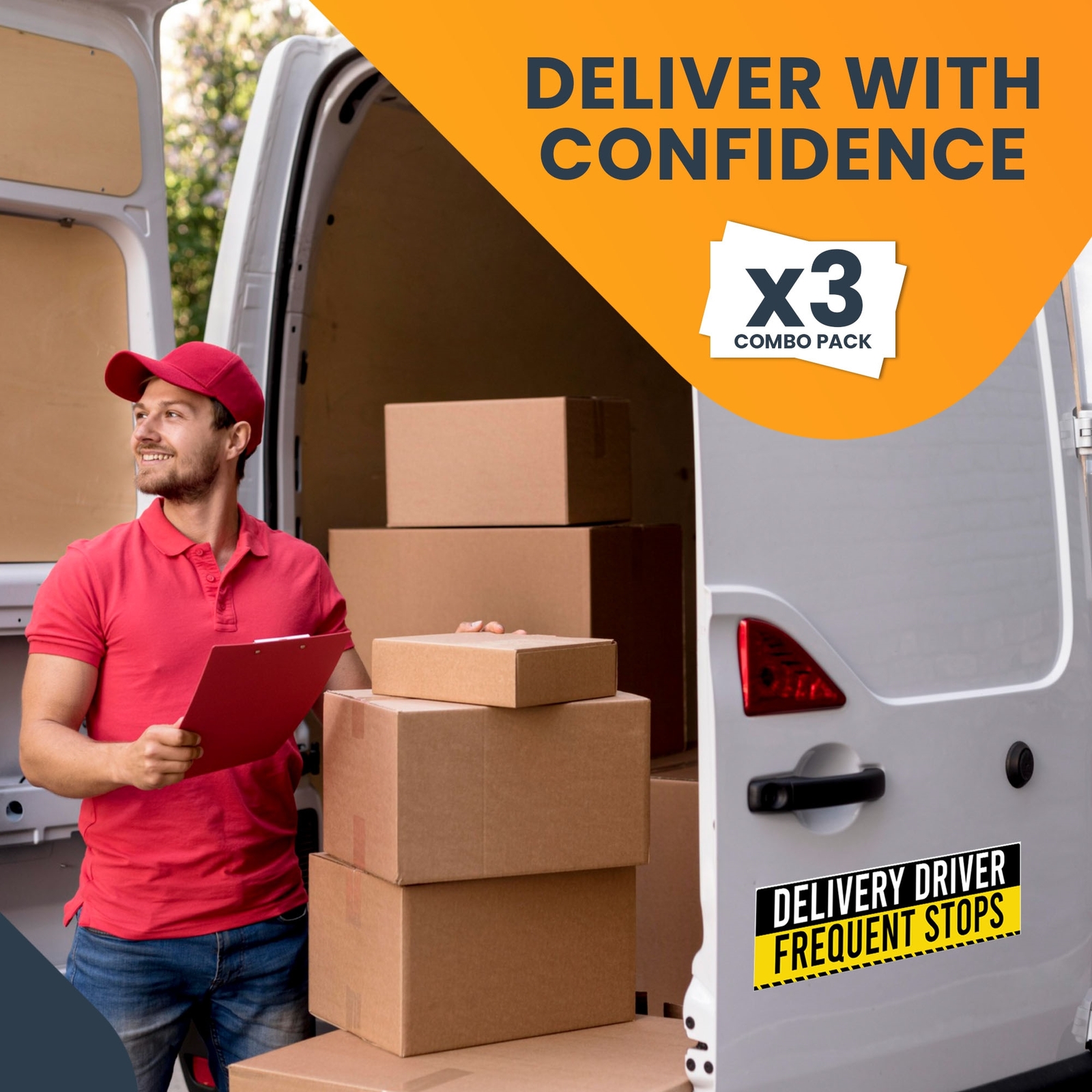 Magnet Me Up Caution Frequent Stops Delivery Driver Magnet Decal for Car, 3 PacK