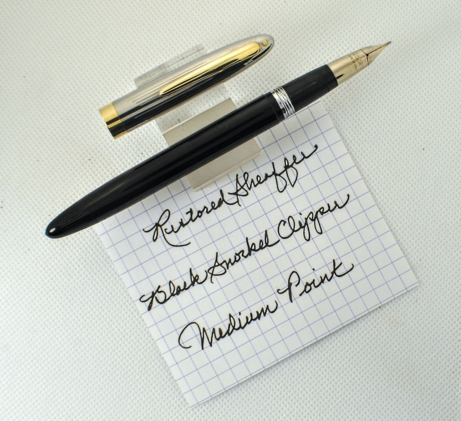Very Nice Classic Black Snorkel Clipper, Smooth Medium Palladium Nib, RESTORED
