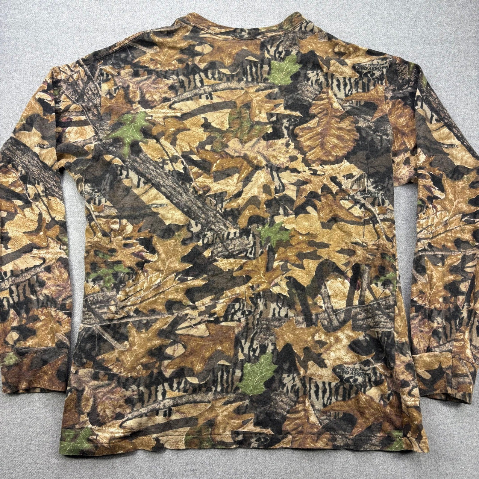 VTG 90s Mossy Oak Camo Long Sleeve Shirt Mens L Forest Floor USA Single Stitch