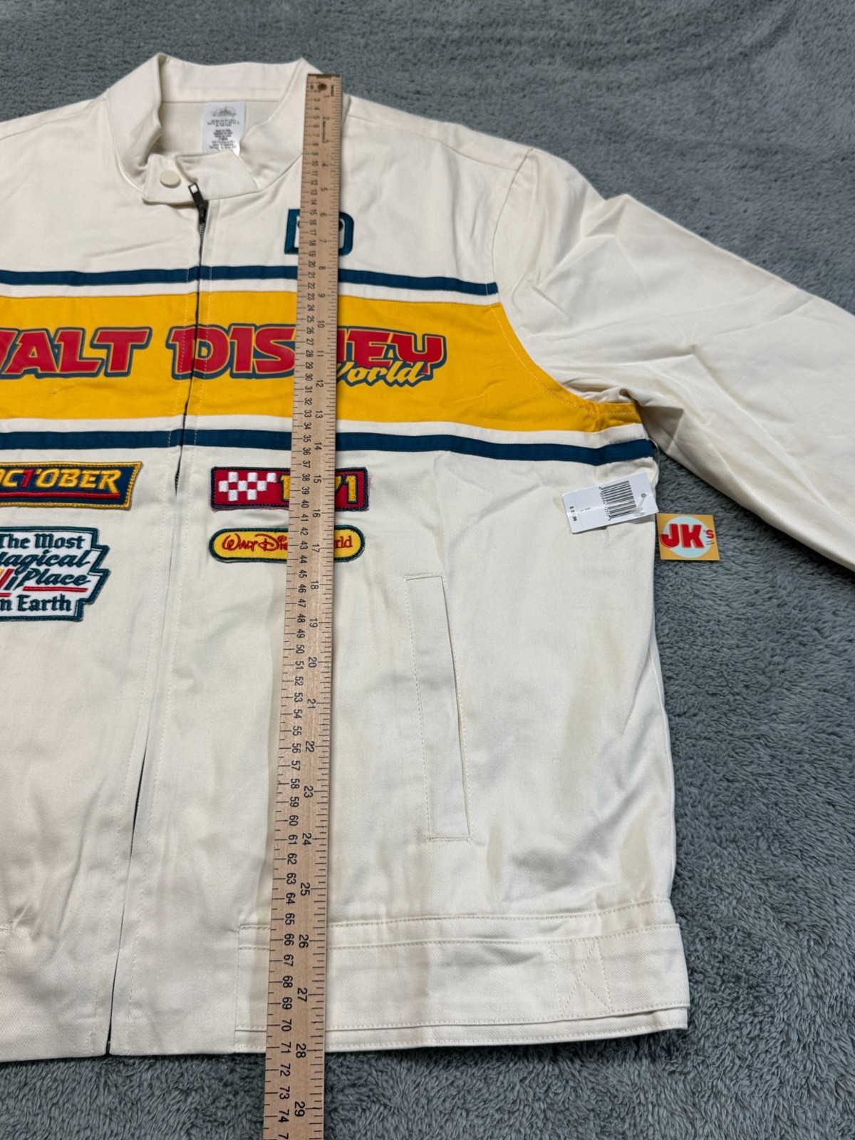 NEW Walt Disney World Racing Jacket Adult Large Racer Embroidered Patches Zip