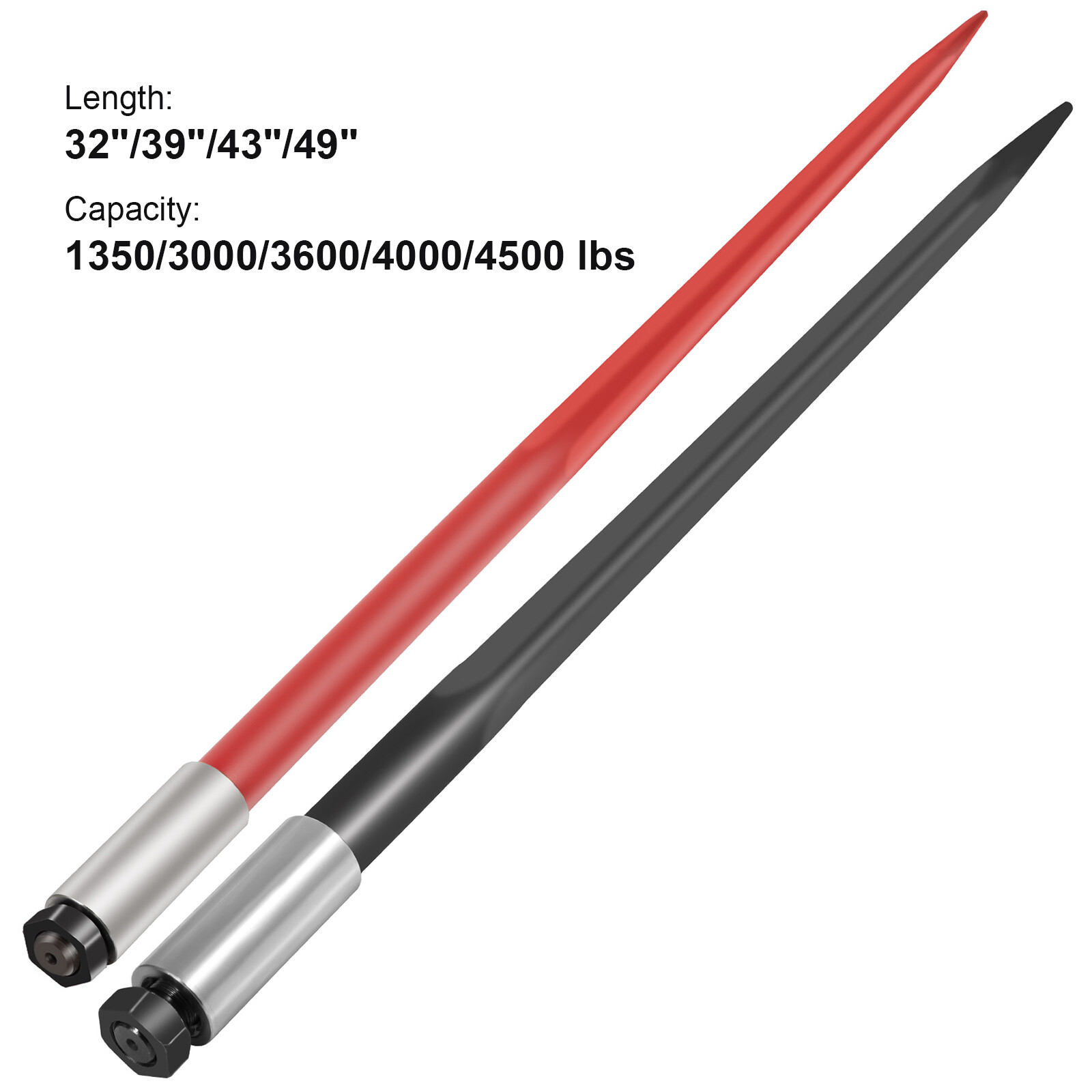 VEVOR 32"39"43"49" Square Hay Bale Spear Wide Tine Spike Skid Conus For Tractor