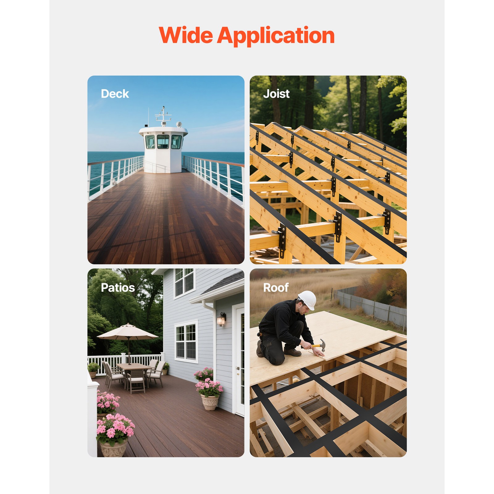 Uimoso Deck Joist Tape Waterproof Butyl Flashing Tape 2 in x 50 ft, Pack of 10