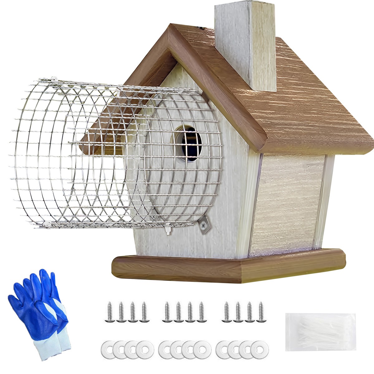 2Pcs Bluebird House Predator Guards Strong Metal Wire Birdhouse Entrance Protect