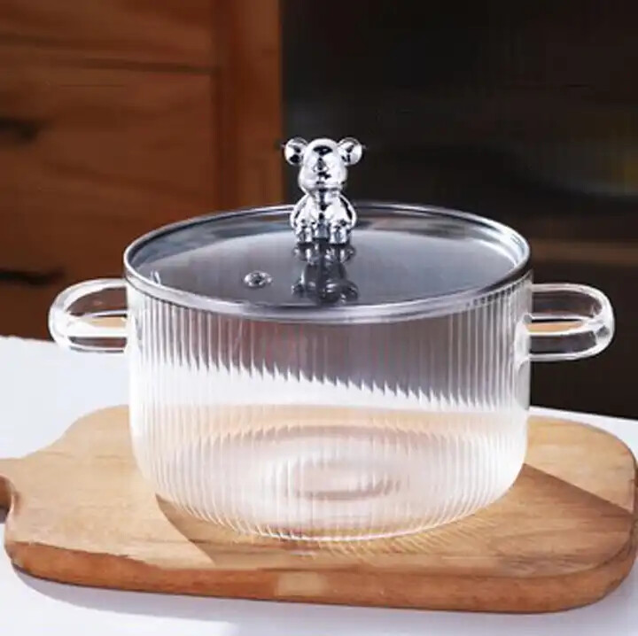 Heat Resistant Soup Pot High Borosilicate Cooking Glass Pot Great For Gift