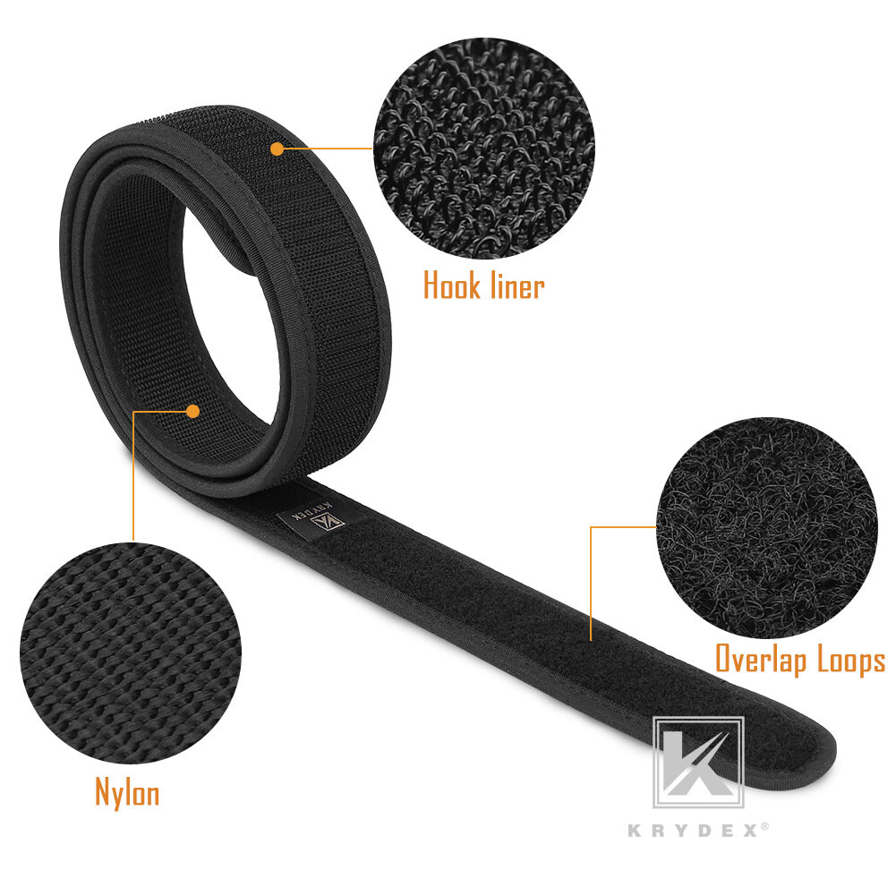 KRYDEX 1.5inch Hook Liner Inner Belt Tactical EDC Waist Duty Belt Nylon Black
