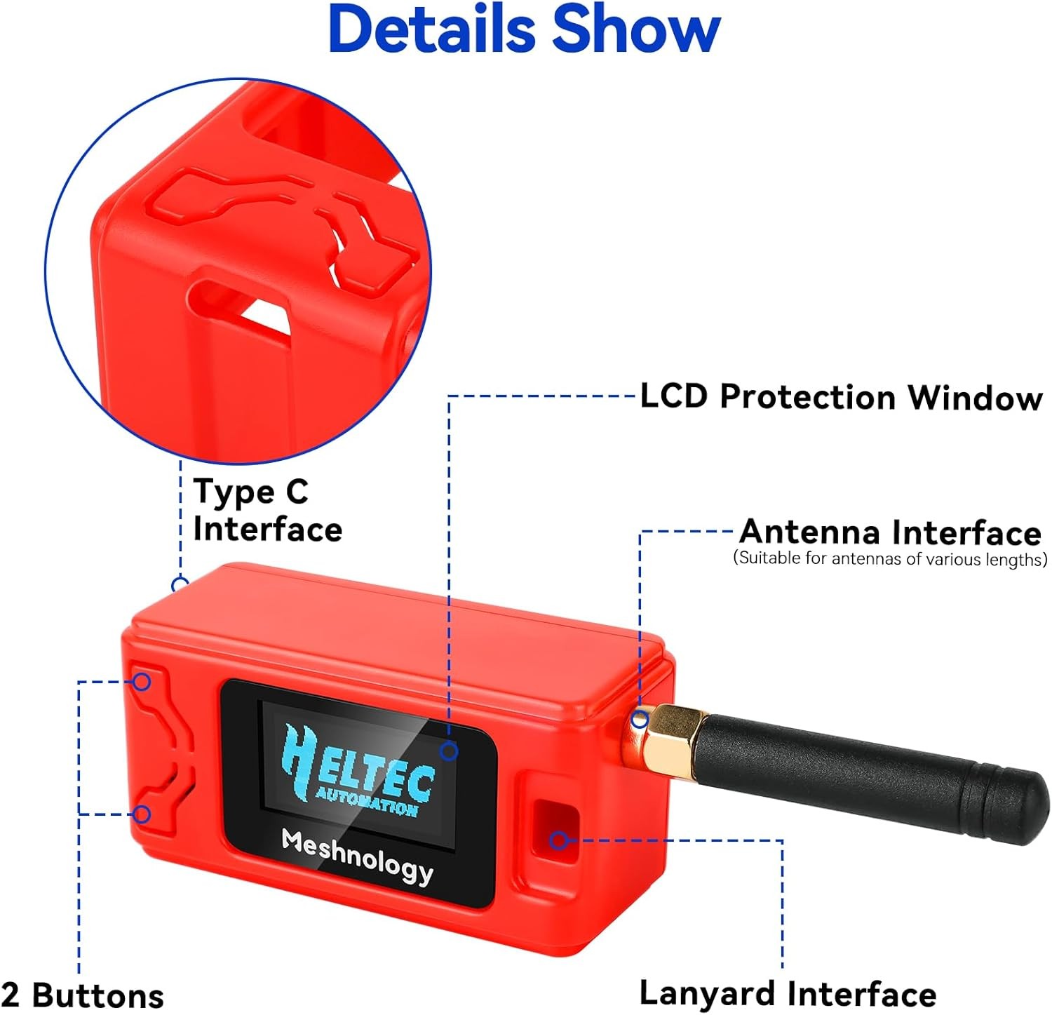 2Sets HelTec Meshtastic LoRa ESP32 V3 SX1262 Board+915MHz Antenna + Battery+Case