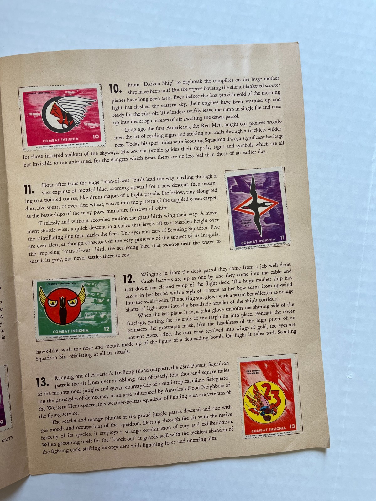 1942 Vtg WW2 Combat Insignia Stamps of United States Army & Navy book 50 stamps