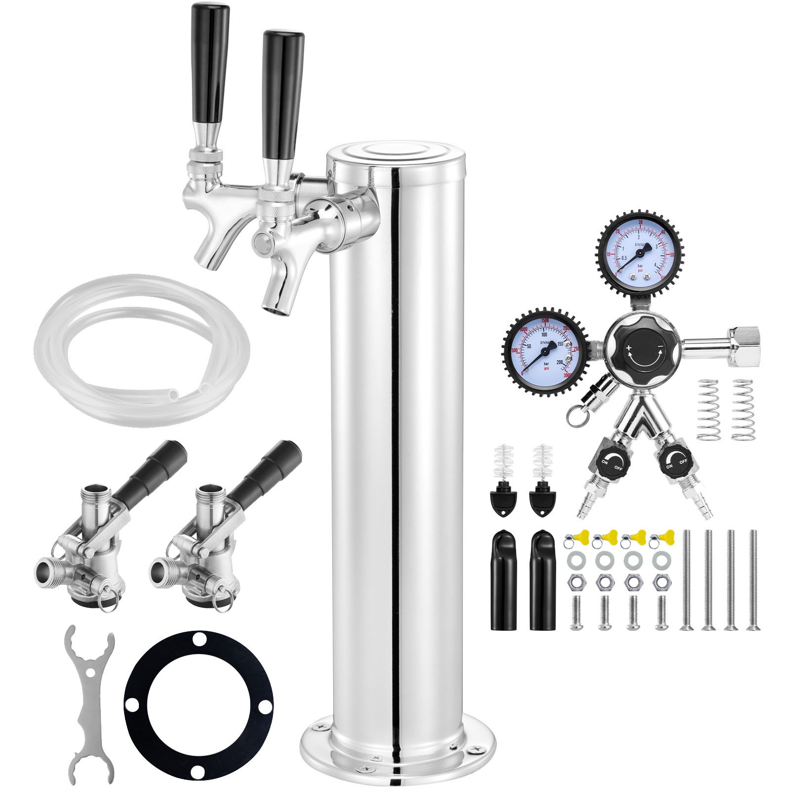 Uimoso Kegerator Tower Kit Double Taps Beer Conversion Kit & Self-Closing Spring