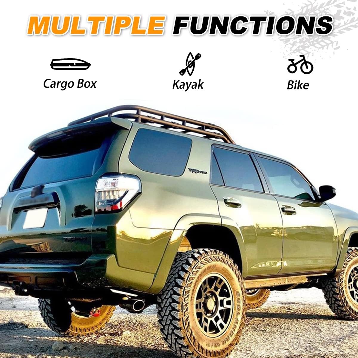 Roof Rack Basket Fit for 2010-2023 2024 Toyota 4Runner Rooftop Cargo Extra Bar