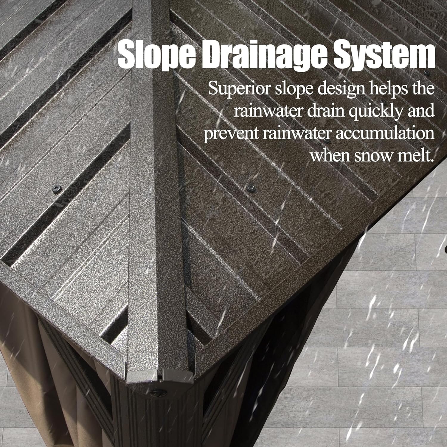 Domi 10’ x 14’ Hardtop Gazebo Outdoor Aluminum Gazebo w/Curtains and Net, Brown