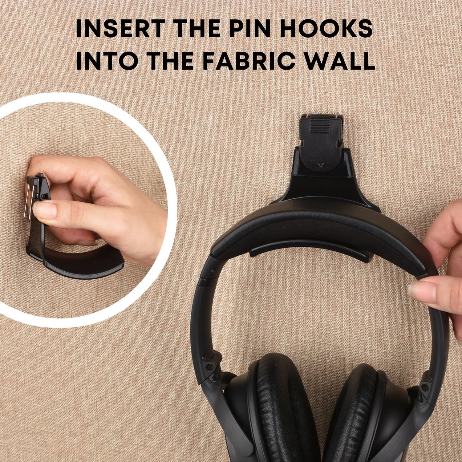 Fabric Wall Headphone Stand for Office, Cubicle Headphone Holder for Work Dec...