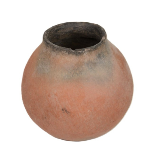 Prehistoric Pottery Jar: Salado Redware   A.D. 1200-1350  4.5" H x 5.5" D