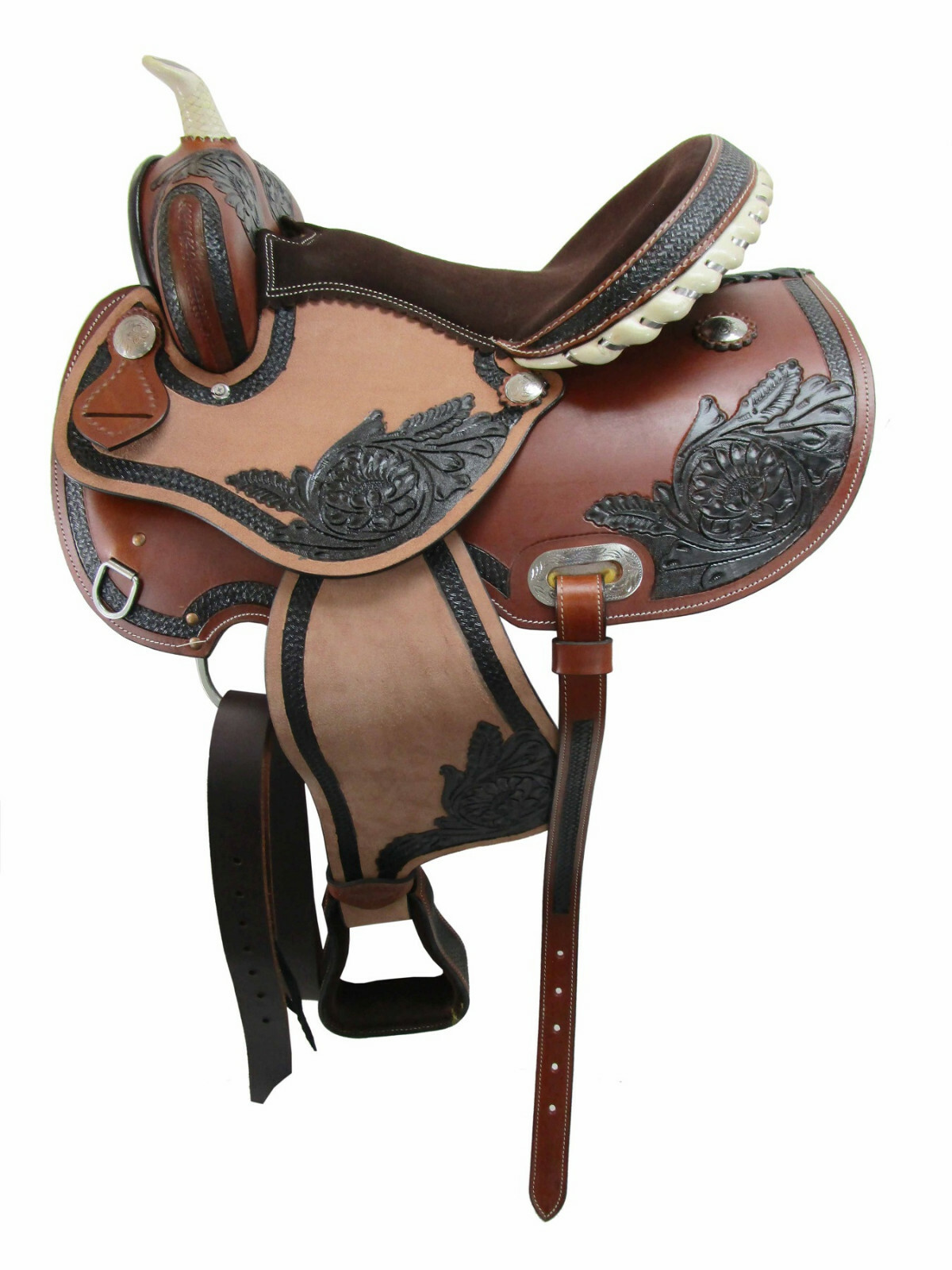 GAITED HORSE WESTERN SADDLE 16 15 PLEASURE TRAIL FLORAL TOOLED LEATHER TACK SET