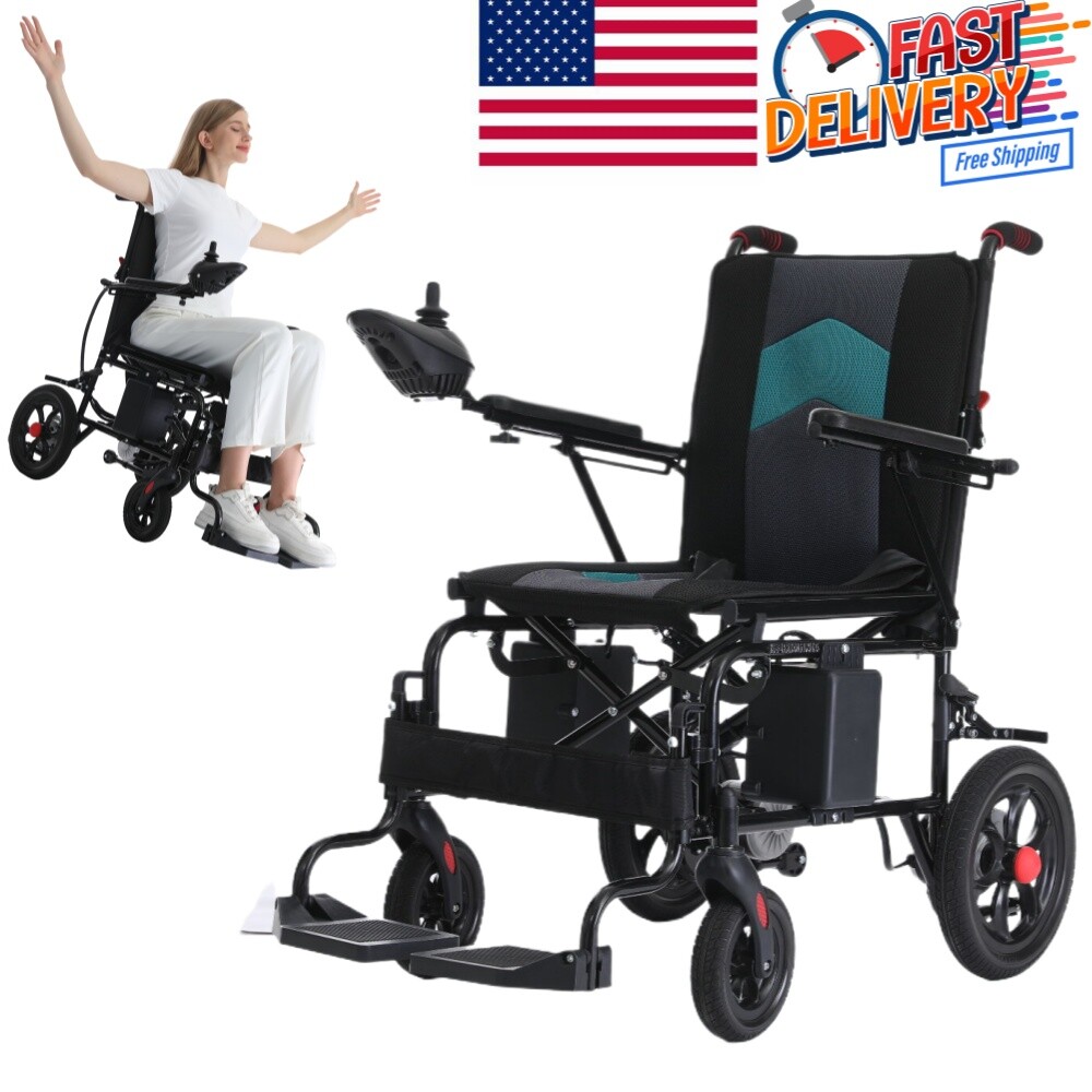 Folding Electric Power Wheelchair Lightweight Mobility Aid Motorized All Terrain