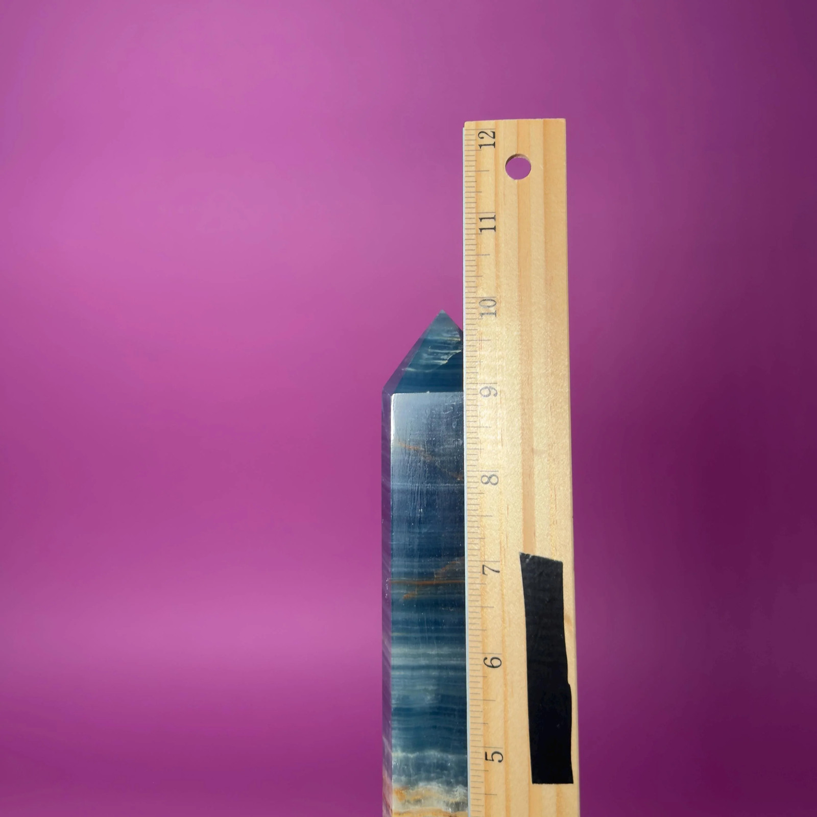 Blue Onyx Aquatine Calcite Tower 910g 10" Banded Blue Calcite Crystal